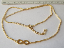 16-18" Adjustable Gold Plated Sterling Silver Infinity Sign Tiny Cable Link Necklace