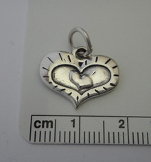Whimsical Heart in a Heart Sterling Silver Charm