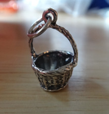 Woven Basket with Handle Sterling Silver Charm