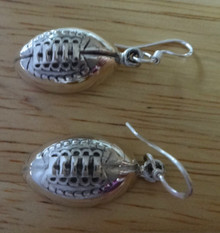 Sterling Silver 25x12mm Football Ball Charms on 15mm wire Earrings