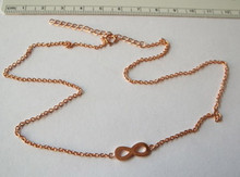 16-18" Adjustable Rose Gold Plated Sterling Silver Infinity Tiny Cable Link Necklace