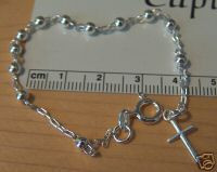 7.5" Rosary Bracelet with Cross Sterling Silver Charm