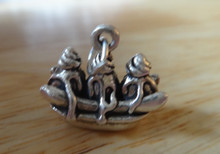 17x19x10mm 3D Ice Cream Sundae Banana Split Sterling Silver Charm