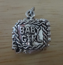 19x20mm Baby Blanket Baby Boy & Girl Twins Sterling Silver Charm