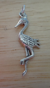 14x30mm Stork Heron Egret Bird Sterling Silver Charm