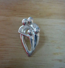 Family of 4, Mom, Dad, & 2 Kids Sterling Silver Charm