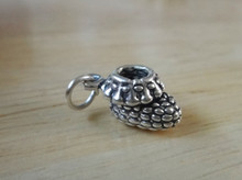 3D 8x13mm Small Solid Baby Sock Bootie Sterling Silver Charm