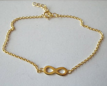 7-8" Adjustable Gold Plated Sterling Silver Love Infinity Sign Tiny Cable Link Bracelet