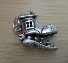 3D 13x18mm Movable Old Woman in a Shoe Sterling Silver Charm