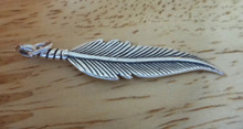 X-Large 40x10 mm Indian Feather Sterling Silver Charm