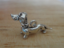 Movable Dachshund Weiner Dog Sterling Silver Charm