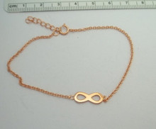 7-8" Adjustable Rose Gold Plated Sterling Silver Infinity Sign Tiny Cable Link Bracelet