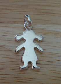 23x13mm Engraveable Girl w/ Pigtails Silhouette Sterling Silver Charm