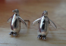 TINY 11x10mm Penguin Stud Post Sterling silver Earrings