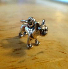 11x10mm TINY Boston Terrier Dog Sterling Silver Charm