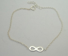 7-8" Adjustable Sterling Silver Love Infinity Sign Tiny Cable Link Bracelet