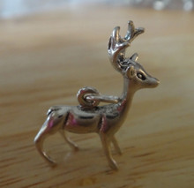 Reindeer Deer Buck w/ Antlers Sterling Silver Charm