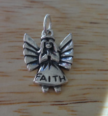 13x17mm Small Detailed Angel says Faith Sterling Silver Charm