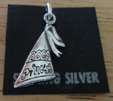 says Princess on a Medieval Crown Sterling Silver Charm