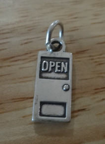 7x12mm says Open and Closed Door Sterling Silver Charm