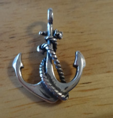 27x20mm Ship Boat Anchor Rope Nautical Sterling Silver Charm