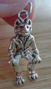 3D 13x26mm Halloween Werewolf Wolfman Sterling Silver Charm