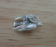 3D 18x11mm Flying Peregrine Falcon Sterling Silver Charm