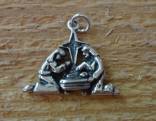 22x19mm 3D Jesus Mary Joseph Nativity Christmas Sterling Silver Charm