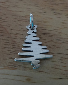 15x19mm Whimsical Christmas Tree & Star Sterling Silver Charm