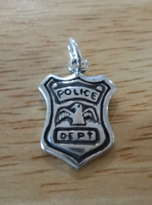 12x19mm Policeman Badge Shield Sterling Silver Charm
