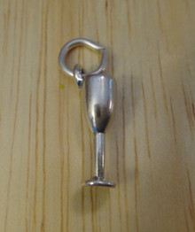Small 3D Wine Glass Goblet Sterling Silver Charm