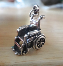 Large 3D 16x20mm 6g Medical Heavy Wheelchair Sterling Silver Charm