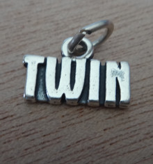 14x11mm says Twin Twins Baby Sisters Brothers Sterling Silver Charm