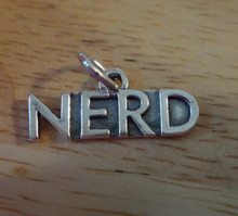 21x10mm says Nerd Sterling Silver Charm