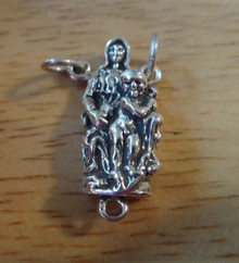 22x12mm Rosary Center Mary and Jesus Sterling Silver Charm