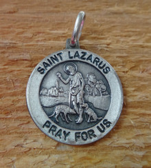 19mm St. Lazarus Medal Sterling Silver Charm