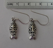 Christian Fish with Cross Wire Sterling Silver Earrings