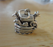 3D 14x14mm Religious Noah's Ark Sterling Silver Charm