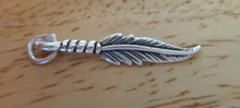Medium 25x5mm Indian Feather Sterling Silver Charm