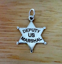 19x21mm Deputy US Marshal Star Badge Sterling Silver Charm
