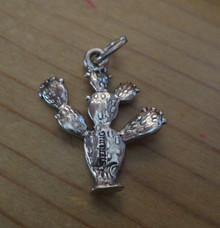 16x21mm Prickly Pear Cactus Western Sterling Silver Charm
