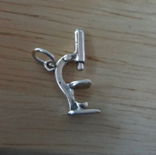 3D 10x18mm Microscope Sterling Silver Charm
