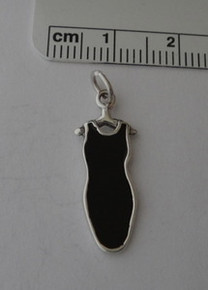 10x23mm Black enamel Dress Clothes Hanger Sterling Silver Charm