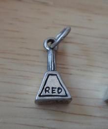 3D 7x16mm says Red on Nail polish Makeup Sterling Silver Charm