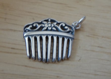 16x20mm Hair Comb Hairdresser Makeup Sterling Silver Charm