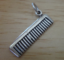 3D 6x22mm Comb Hairdresser Makeup Sterling Silver Charm