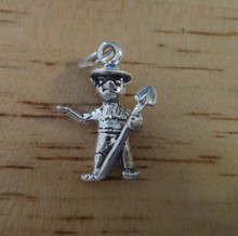 3D Smokey the Bear with Shovel Yellowstone Sterling Silver Charm