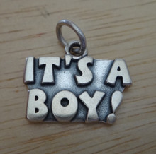 19x15mm It's a Boy! Congratulations Baby Sterling Silver Charm