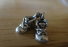 13x12mm Movable Pair Baby Booties Shoes Sterling Silver Charm