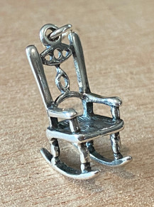 3D 9x21mm Rocking Chair Baby Furniture Sterling Silver Charm